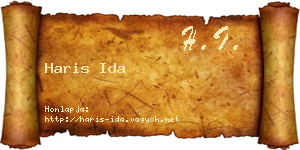 Haris Ida névjegykártya